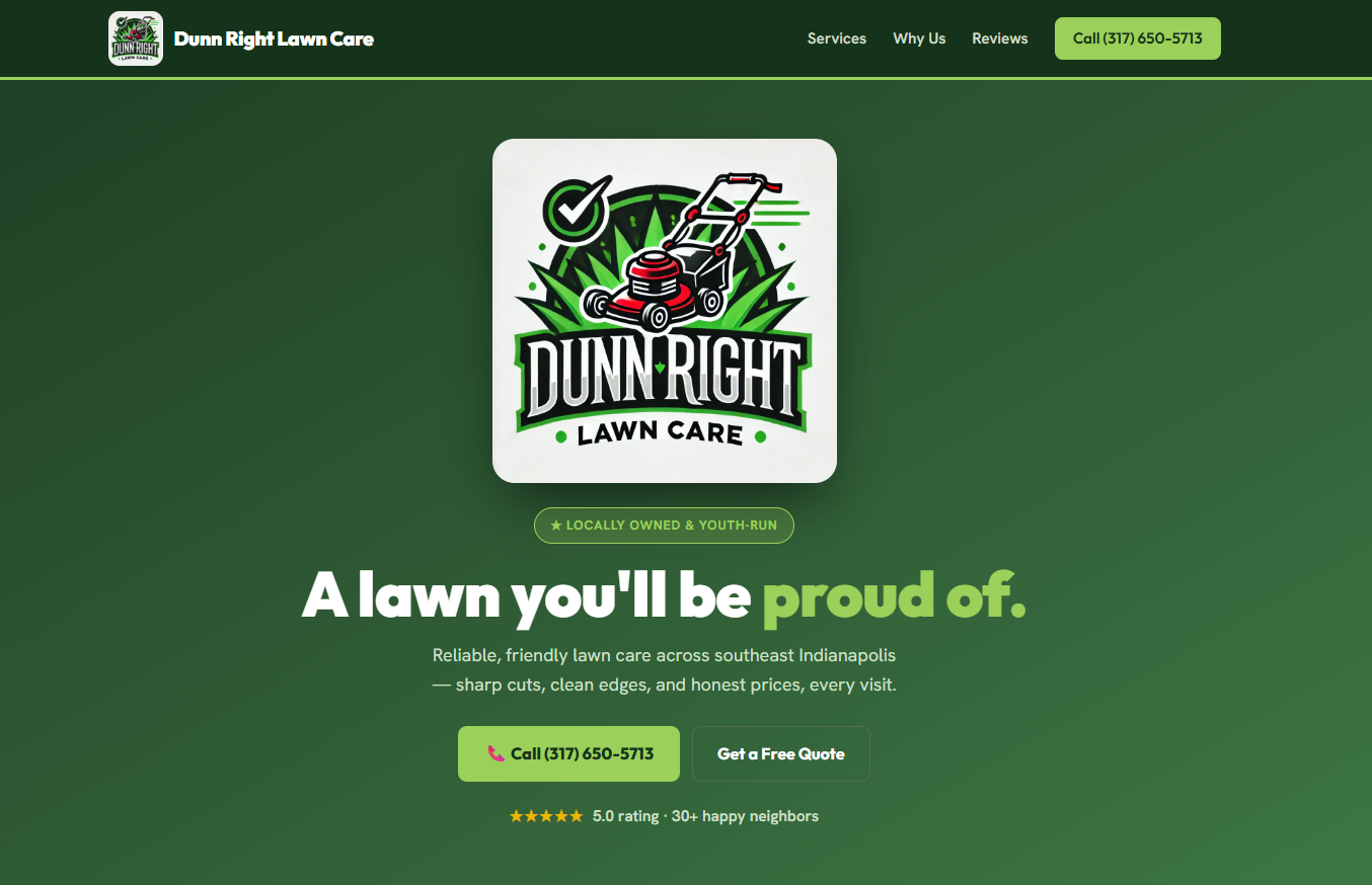 Dunn Right Lawn Care website