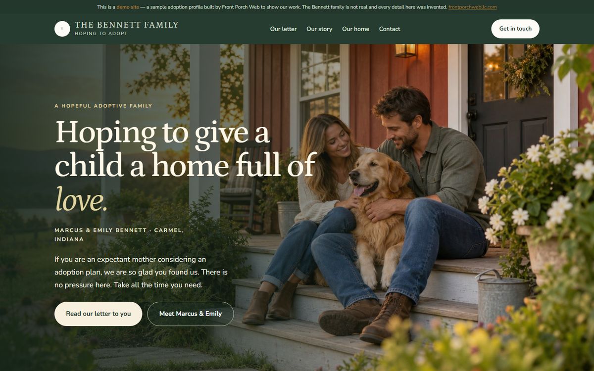 The Bennett Family adoption profile homepage